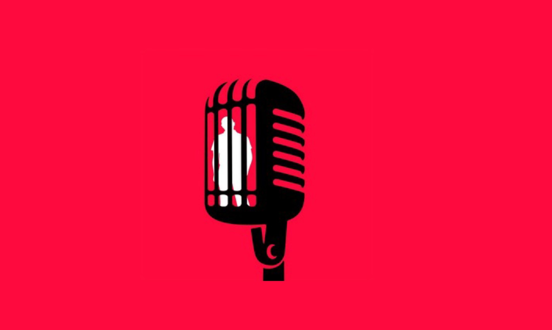 Illustration of a microphone combined with prison bars representing Andre Jacobs’ story of literacy and self-advocacy in prison